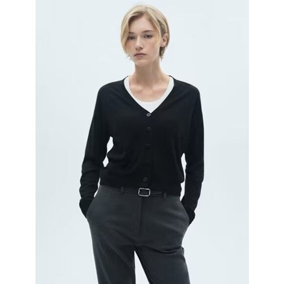 Mango Lucca V-neck Cardigan Sweater in Black - Picture 1 of 8